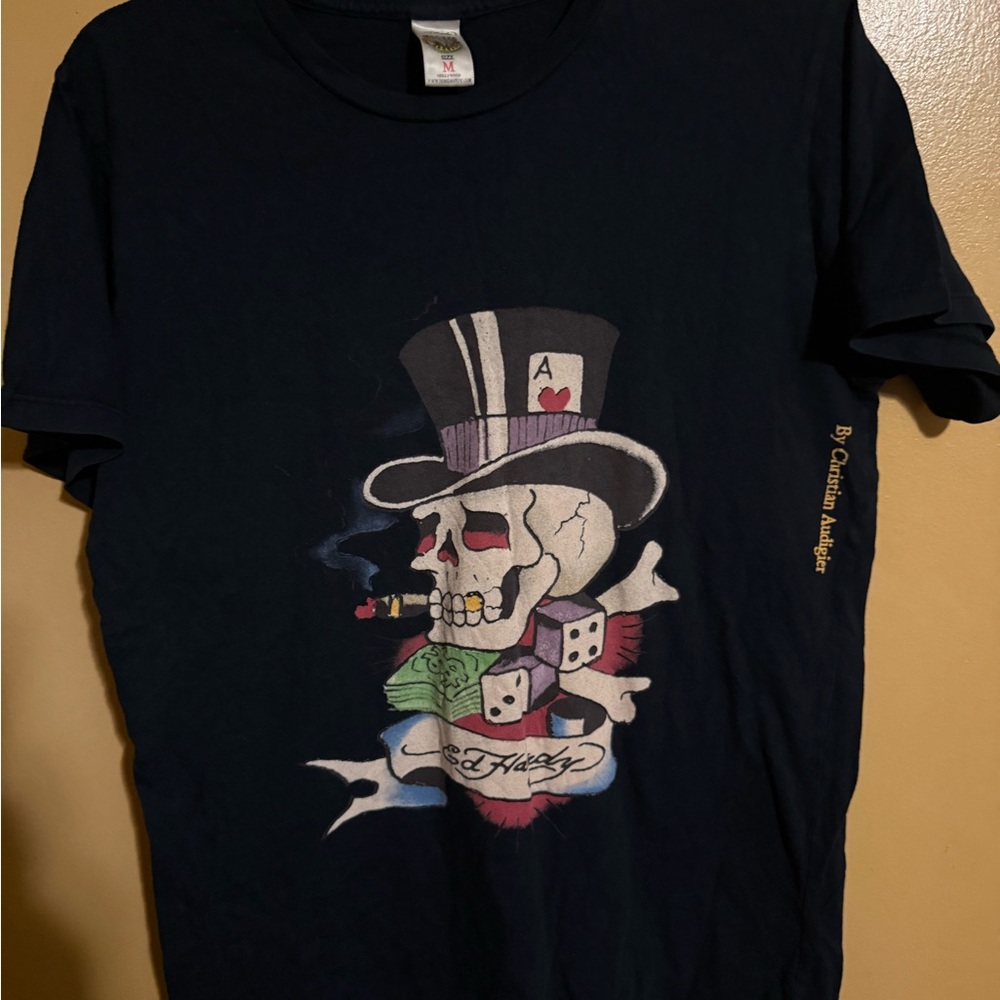 Christian Audigier Ed Hardy black Skull and Dice Tee med Rare smoke in pic5!!!!!